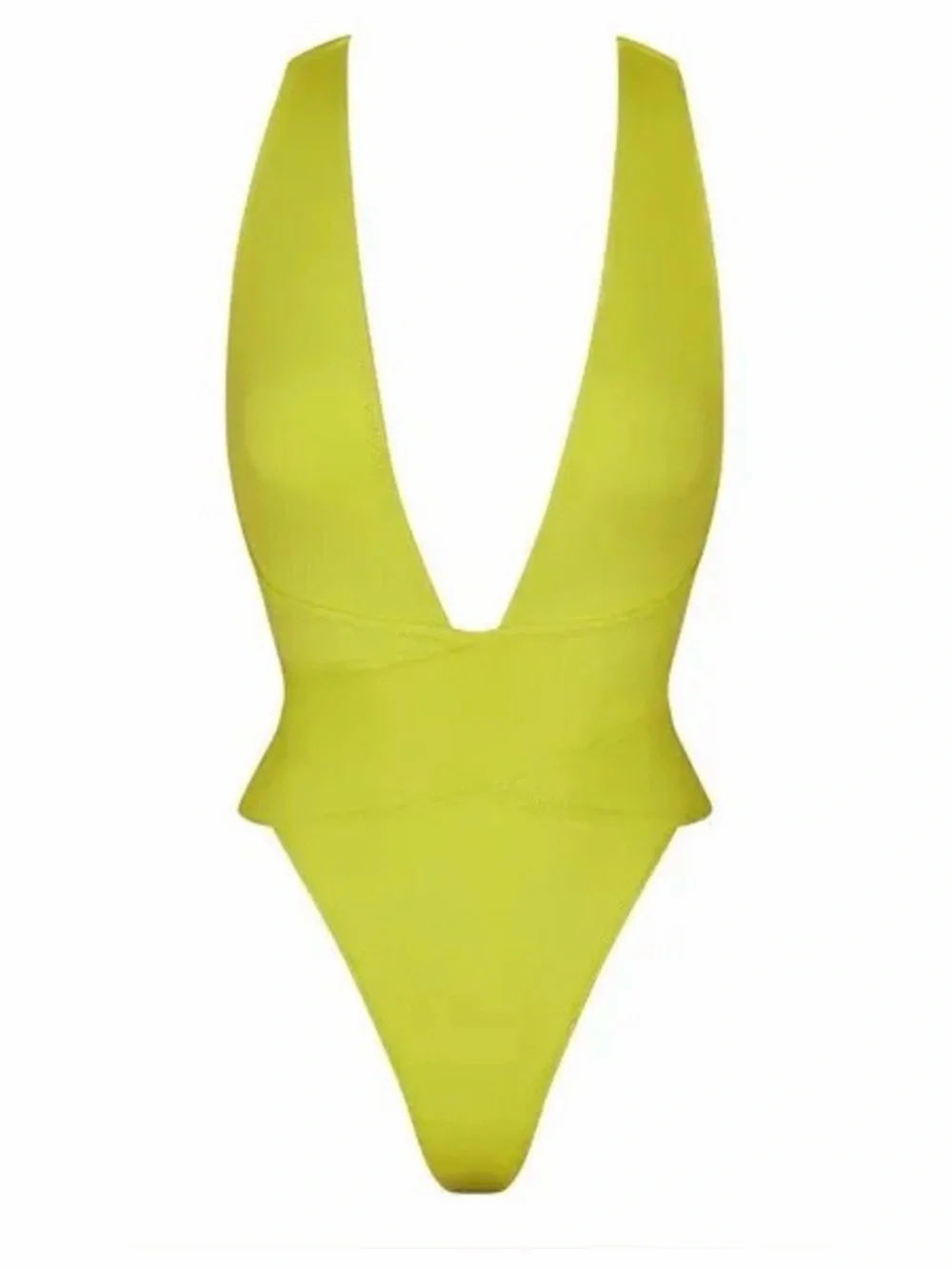 SKIMS Signature Swim Plunge Monokini Citrus 3X NWT Cutout